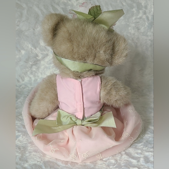 The Bearington Collection Teddy Bear -Super Cute 14" Floral Bear Dressed in Pink - Picture 3 of 12